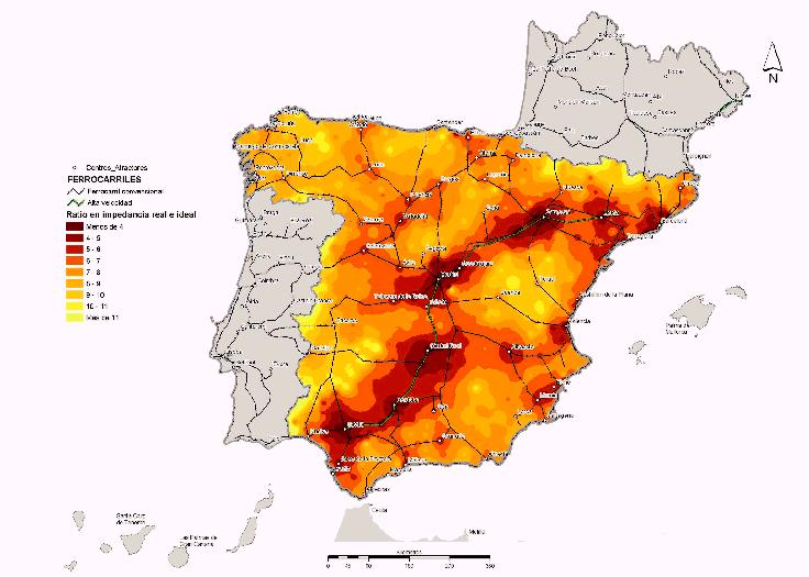 Mapa de accesibilidad de la red ferroviaria espaola